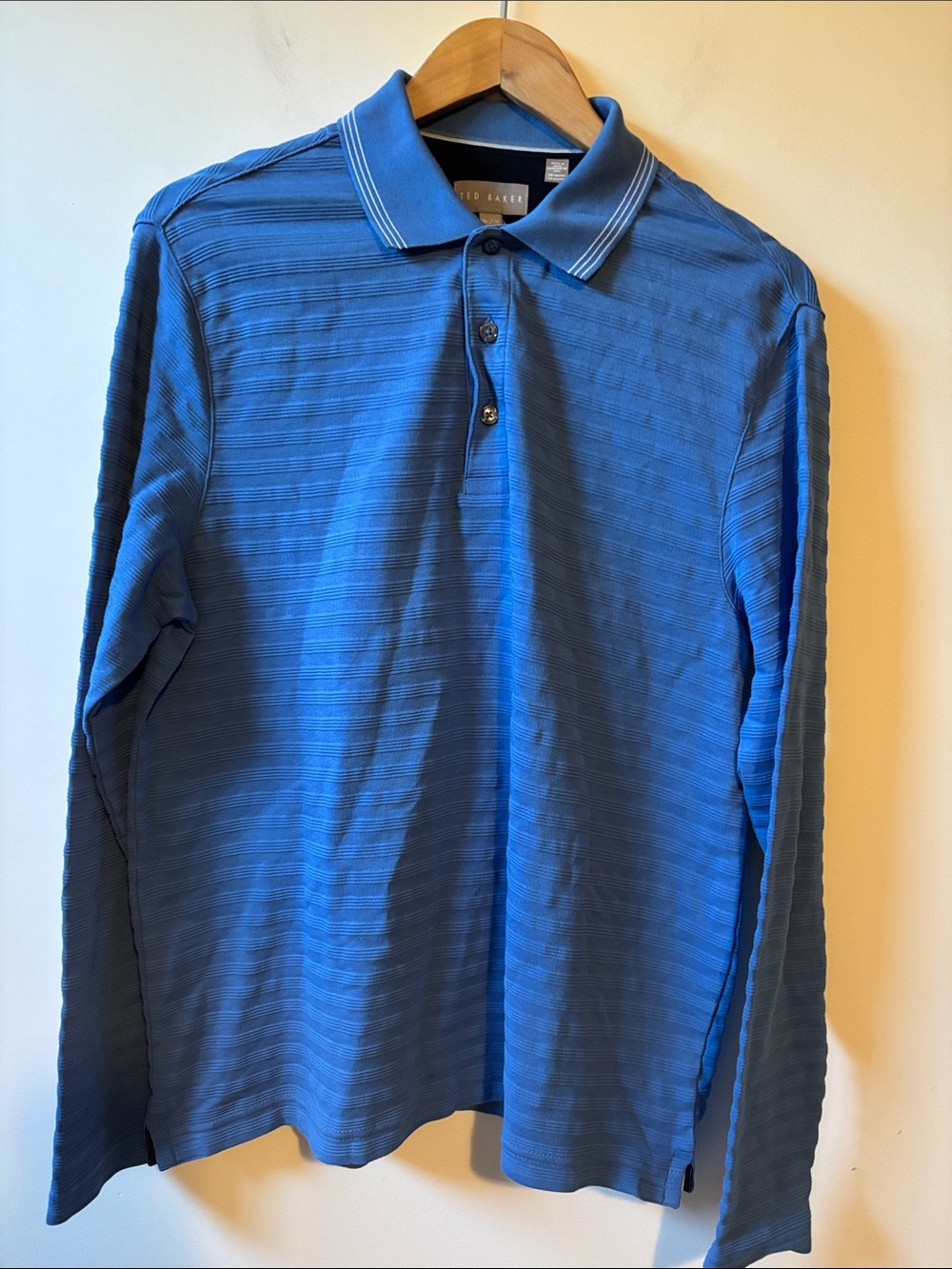 Ted Baker Blue Cotton Long-Sleeve Polo